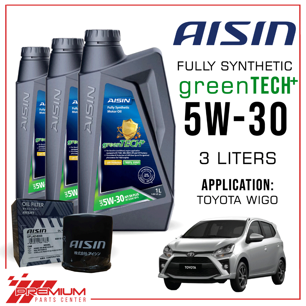 AISIN GreenTECH 5W 30 Fully Synthetic Engine Oil 3 Liters Bundle For