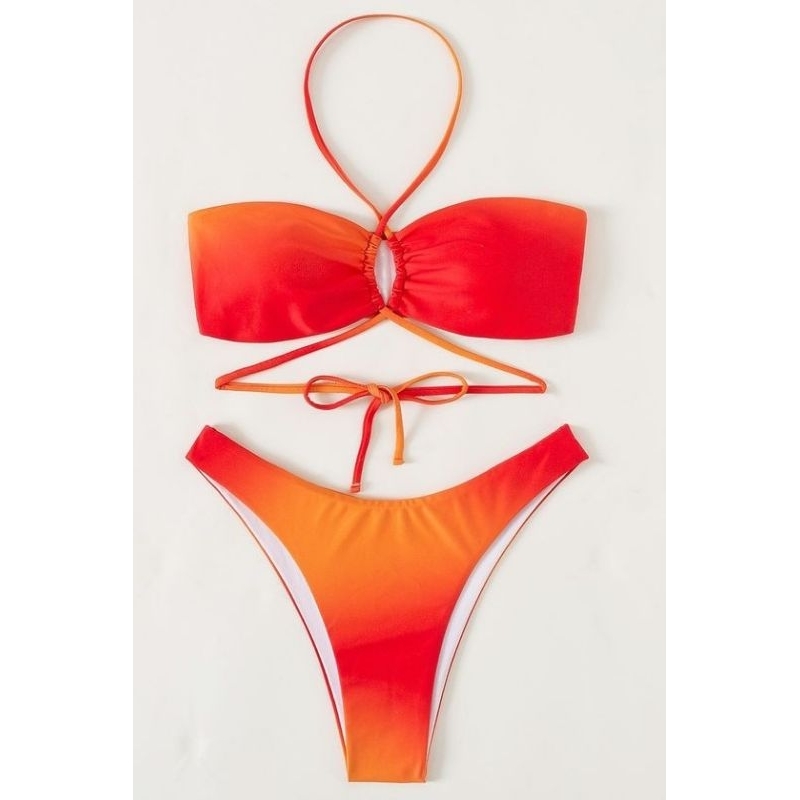 Ombre Tie Back Halter Bikini Swimsuit Shopee Philippines