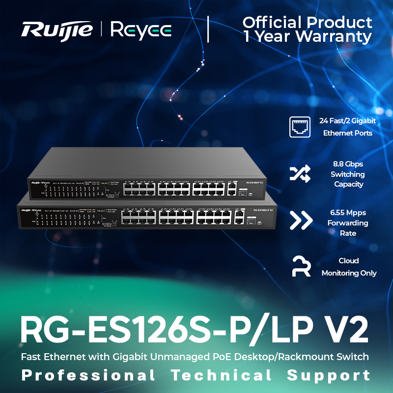 Ruijie Reyee RG ES126S P V2 126S LP V2 24 Port 10 100 Mbps With 2 Port