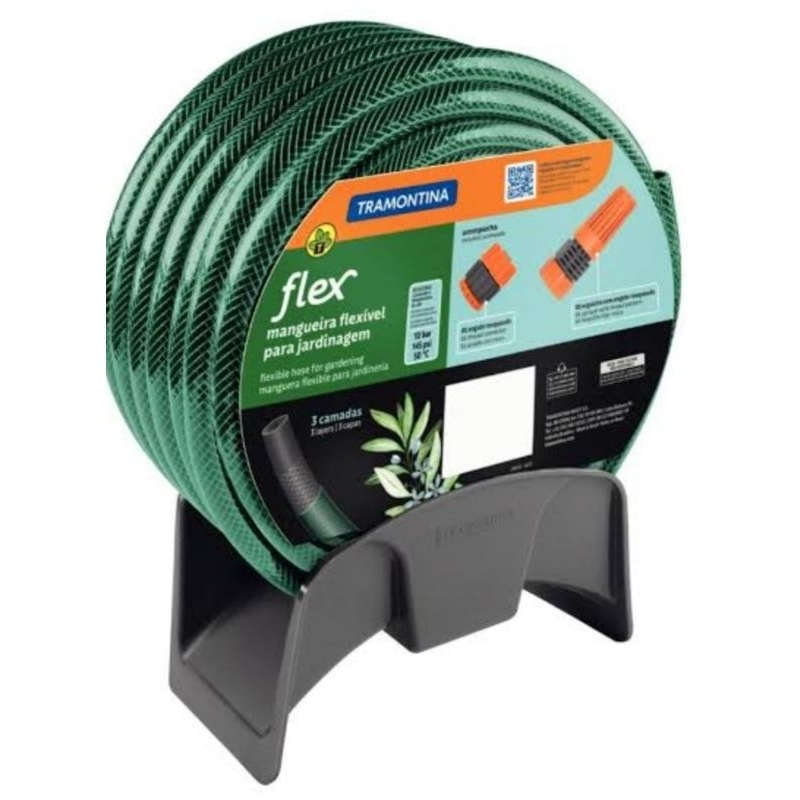 Tramontina Flex Garden Hose With Wall Rack Mtrs Mtrs