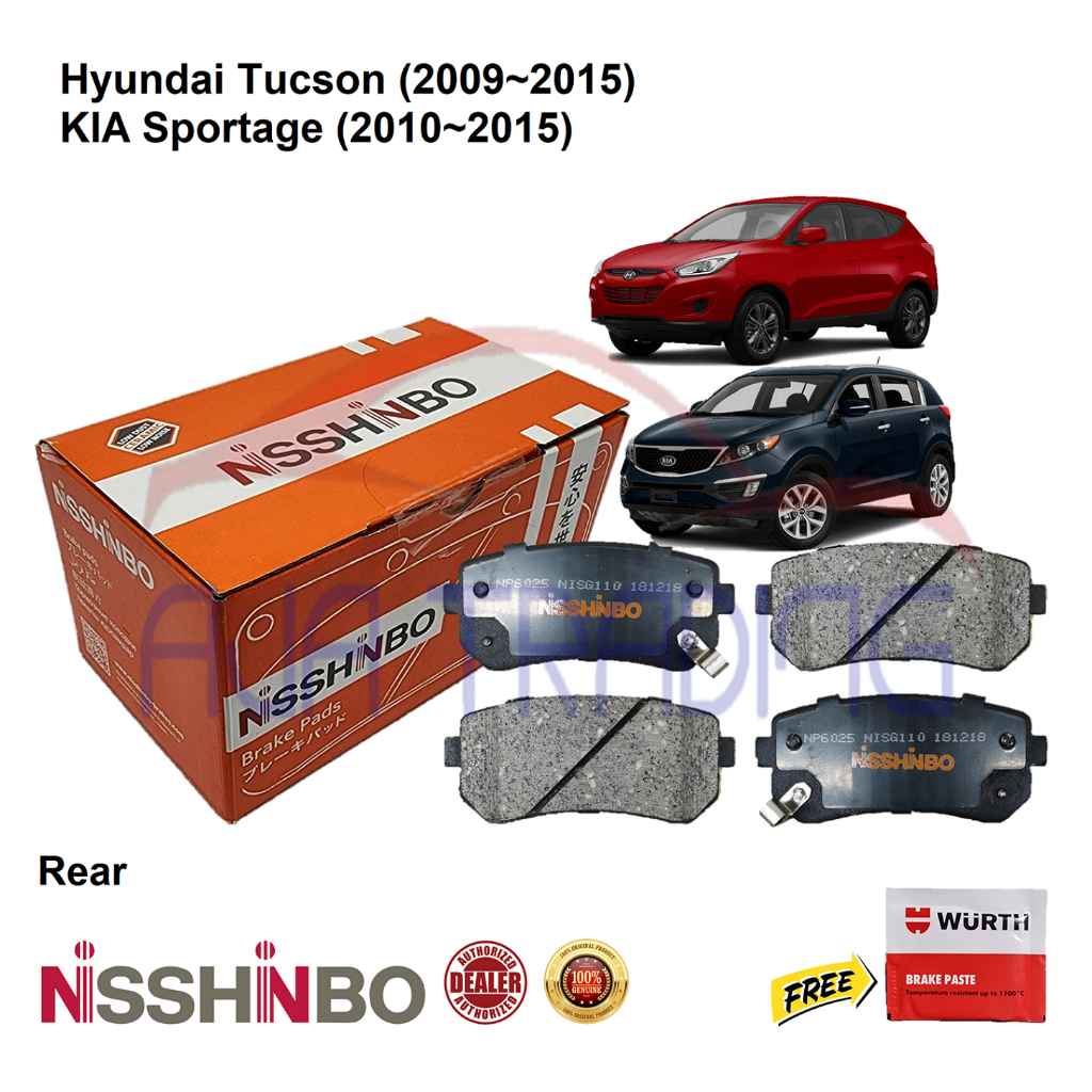 Genuine Nisshinbo Rear Brake Pads With SHIMS For Hyundai Tucson 2009