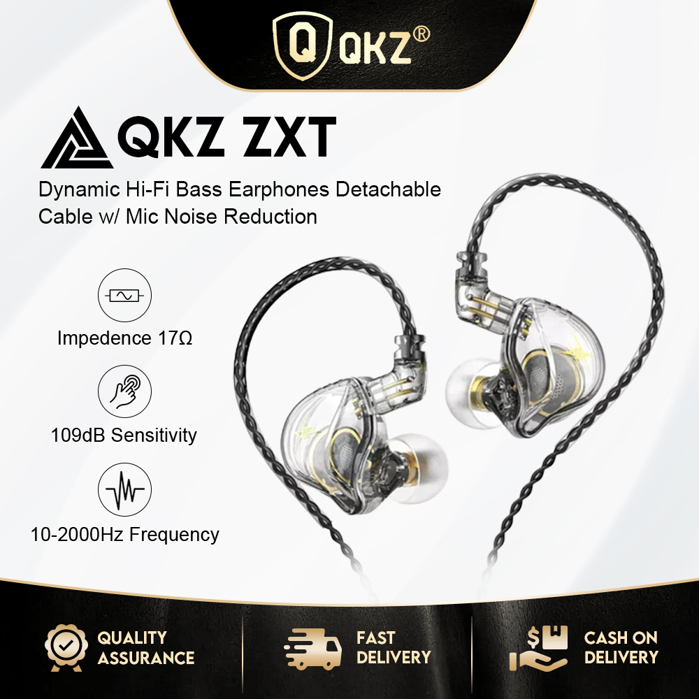 Qkz Zxt Earphones Dynamic Hifi In Ear Monitor Headphones With Mic