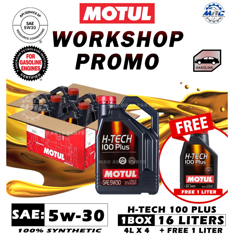 Motul H Tech 100 Plus 5w 30 100 Synthetic Gasoline Engine Oil 16