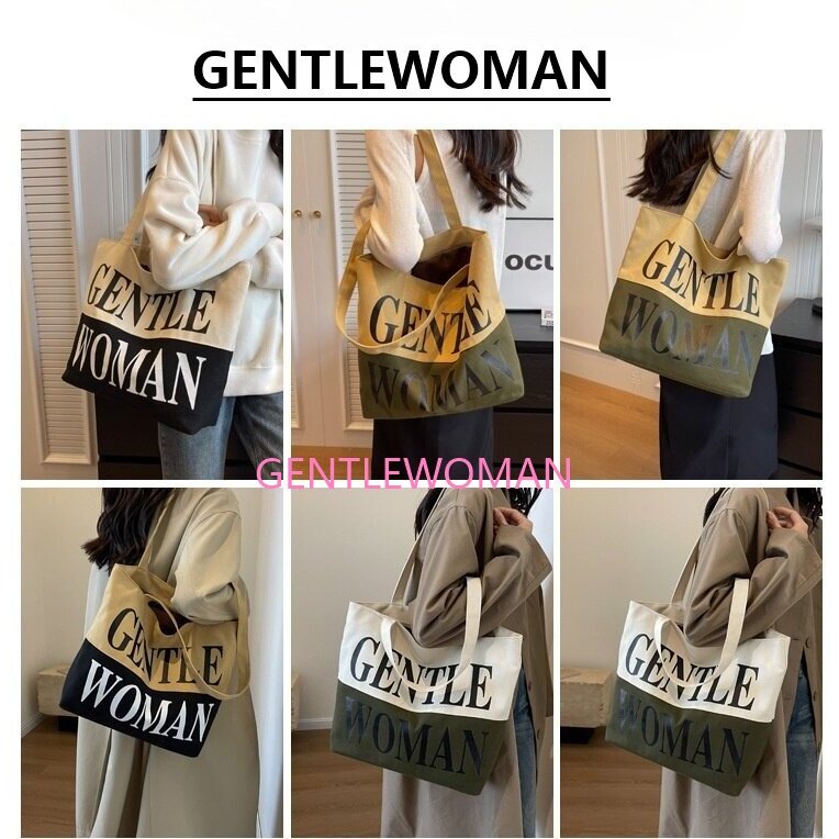 GENTLEWOMAN GW Canvas Tote Bag Women Large Capacity Crossbody Shoulder