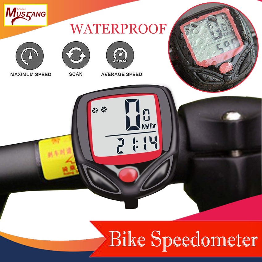 Bike Computer Waterproof Wired LCD Speedometer Odometer Stopwatch No