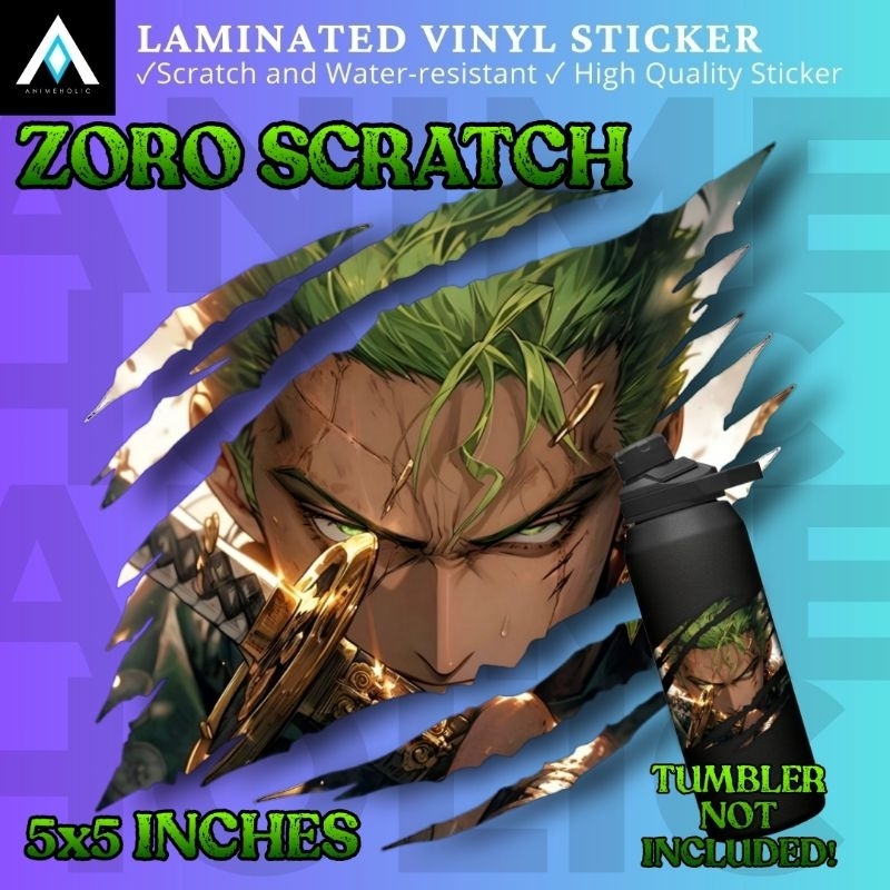 Roronoa Zoro One Piece Scratch Laminated Vinyl Stickers Animeholic