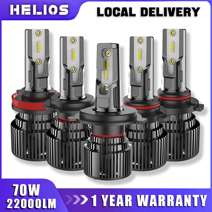 HELIOS LED Car Headlight A2 H4 H7 H11 9005 9006 70W Pair 22000LM 6500K