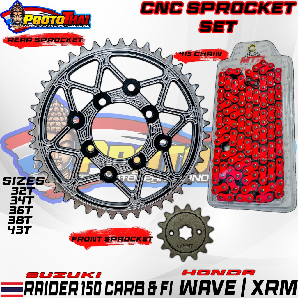 Cnc V Sprocket Set Wave Xrm Rs Raider T T T T T