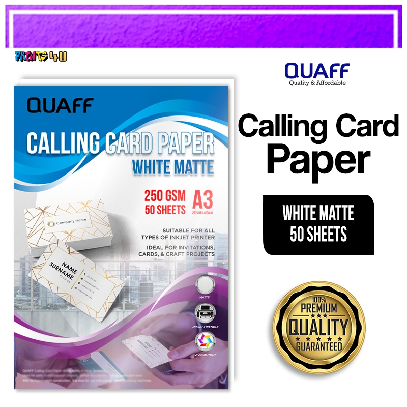 A Size Quaff Calling Card Paper Gsm Double Sided White Matte