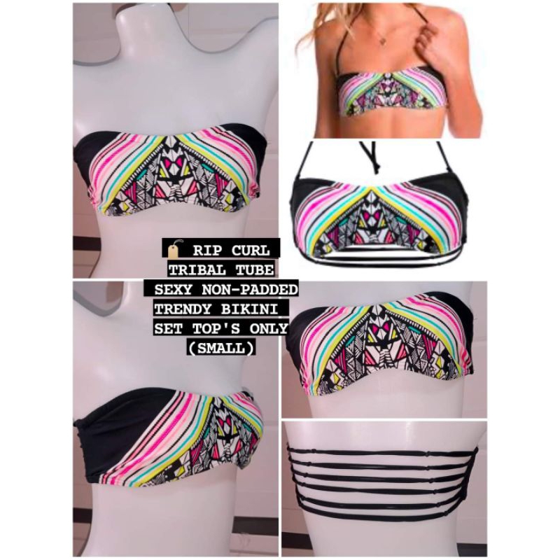 Rip Curl Tribal Tube Sexy Non Padded Trendy Bikini Set Top S Only