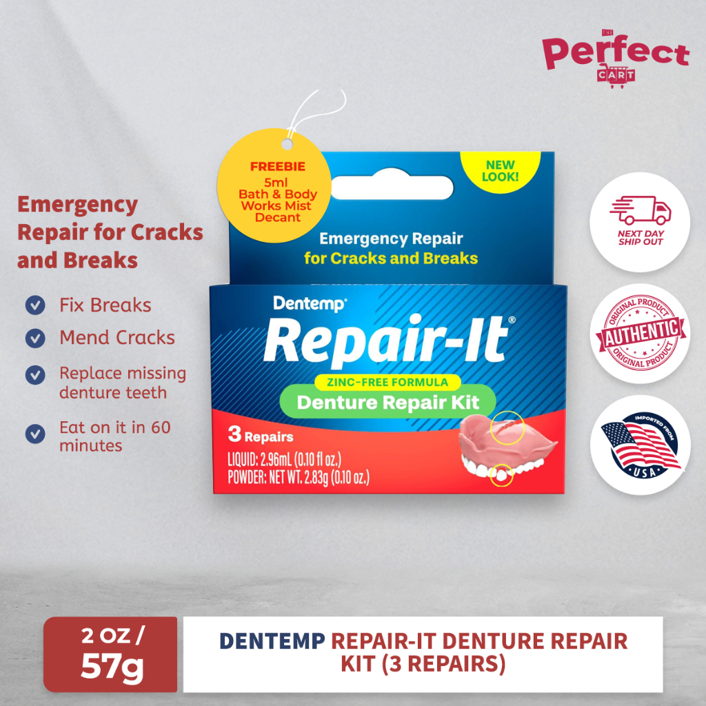 Dentemp Repair It Denture Repair Kit 3 Repairs 2 96ml Shopee Philippines