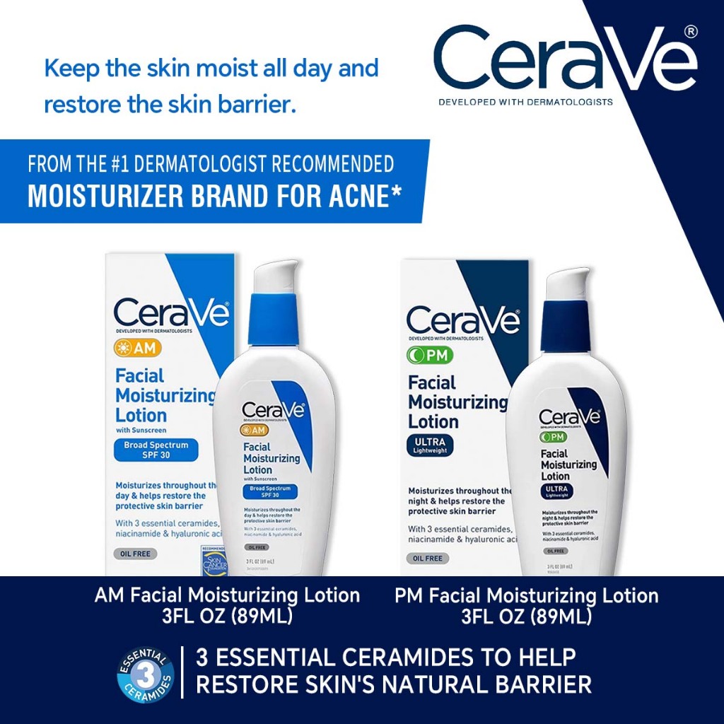 CeraVe AM Facial Moisturizing Lotion With Niacinamide PM Facial