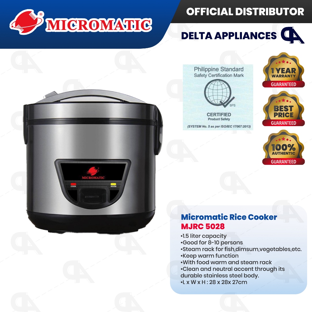 Micromatic Jar Type Rice Cooker W Steamer L L Cups