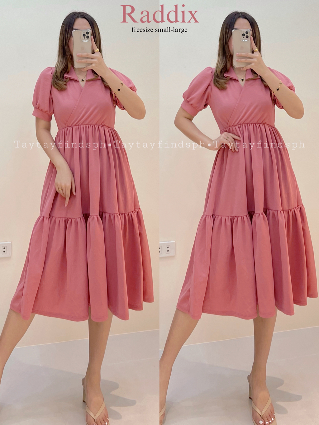 Chella Collar Layered Midi Dress Taytayfindsph Shopee Philippines