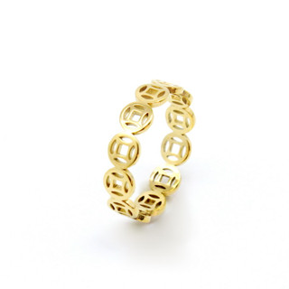 GnG 3Pcs 18K Gold Plated Ring Lucky Charm Money Catcher Coin Gold Ring