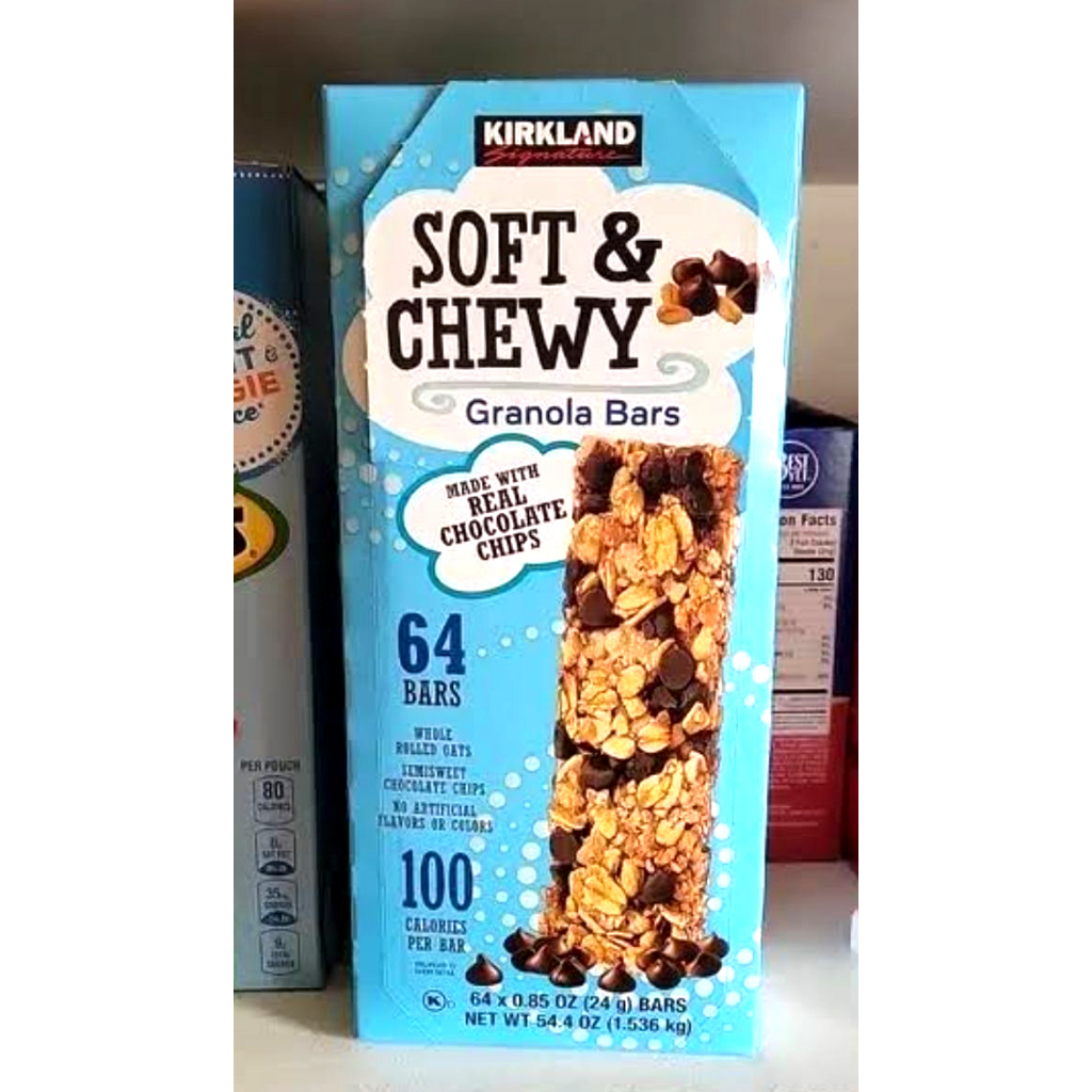 KIRKLAND SIGNATURE SOFT CHEWY CHOCOLATE CHIPS GRANOLA BARS 64 CT