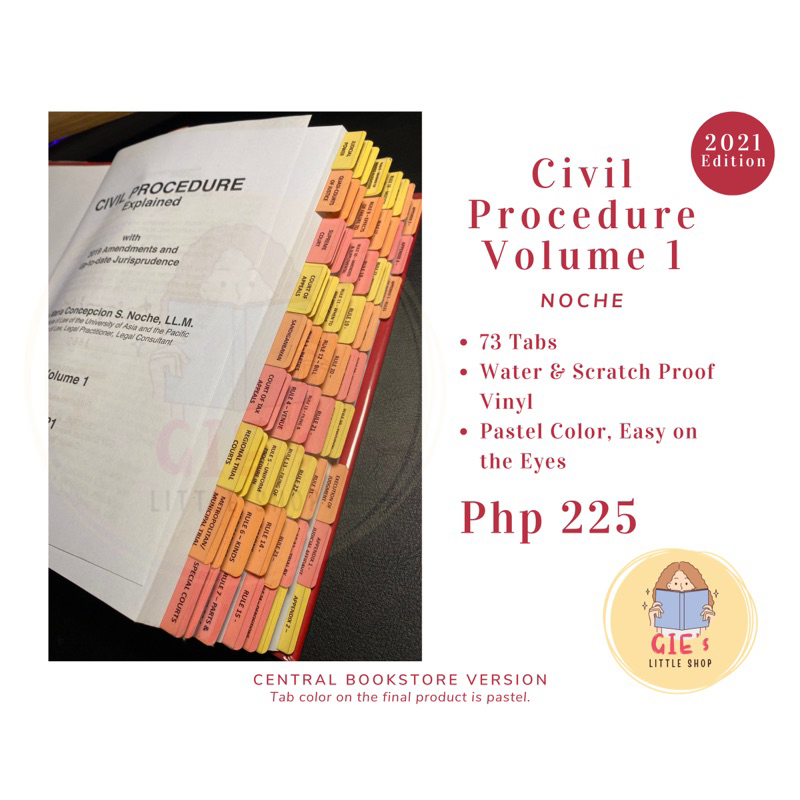 Civil Procedure Volume 1 By Noche 2021 Edition Central Books Book Tabs