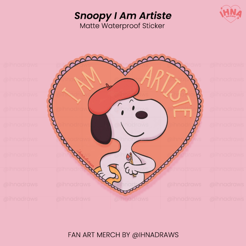 Snoopy Artist Sticker Matte Waterproof Cute Aesthetic Sticker Fan Art