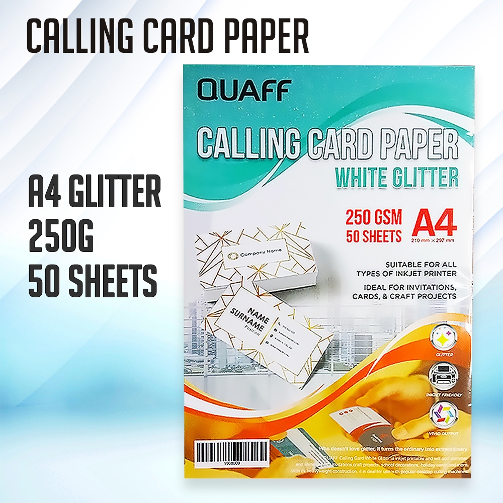 Quaff Calling Card Paper Double Sided Matte Glitter Cardstock Paper