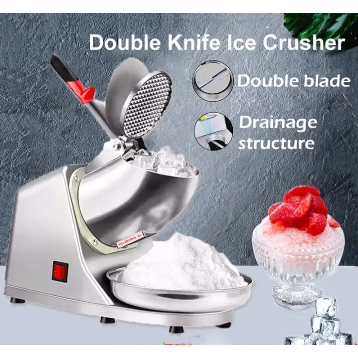 Double Blade Electric Ice Crusher Heavy Duty Stainless Steel Blade For