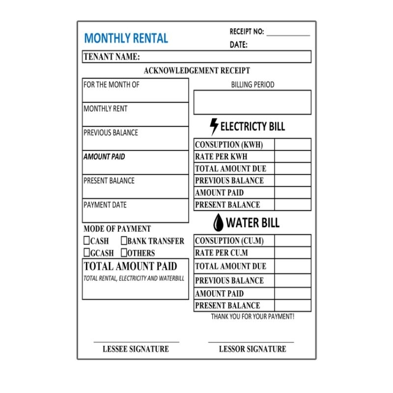 Rental Receipt For Paupahan Shopee Philippines