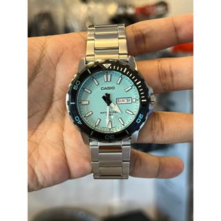 Original Casio Analog Turquoise Dial Stainless Steel Men S Watch Mtd