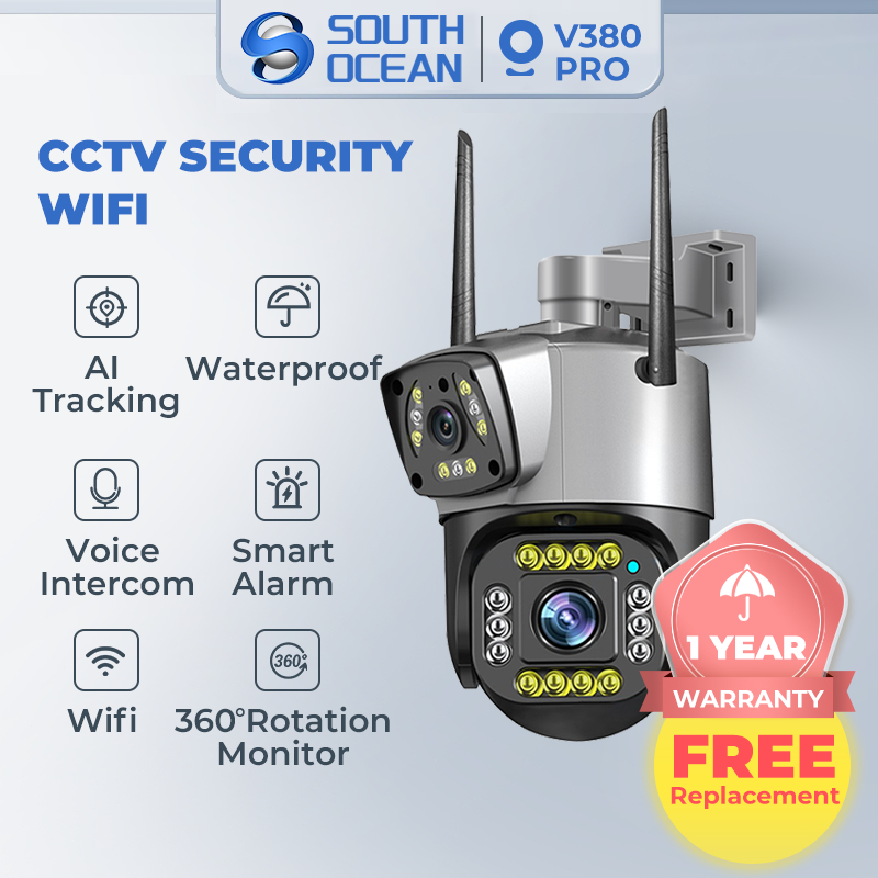 8MP V380 Pro Outdoor CCTV Dual Lens Camera Wifi Connect Cellphone With