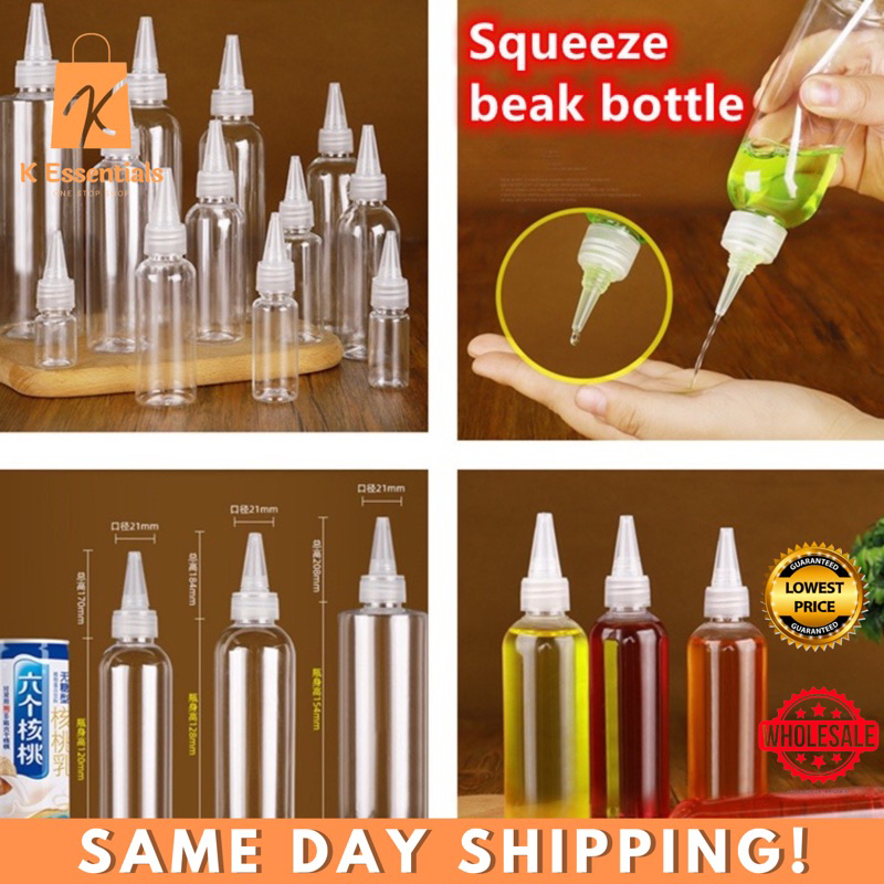 5ml 10ml 30ml 50ml 100ml Transparent Plastic Squeeze Sharp Mouth