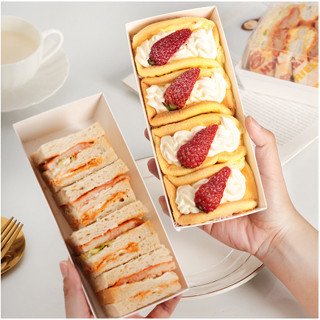 Sandwich Box Square Cake Box Kraft Box Transparent Pastry Box Packaging