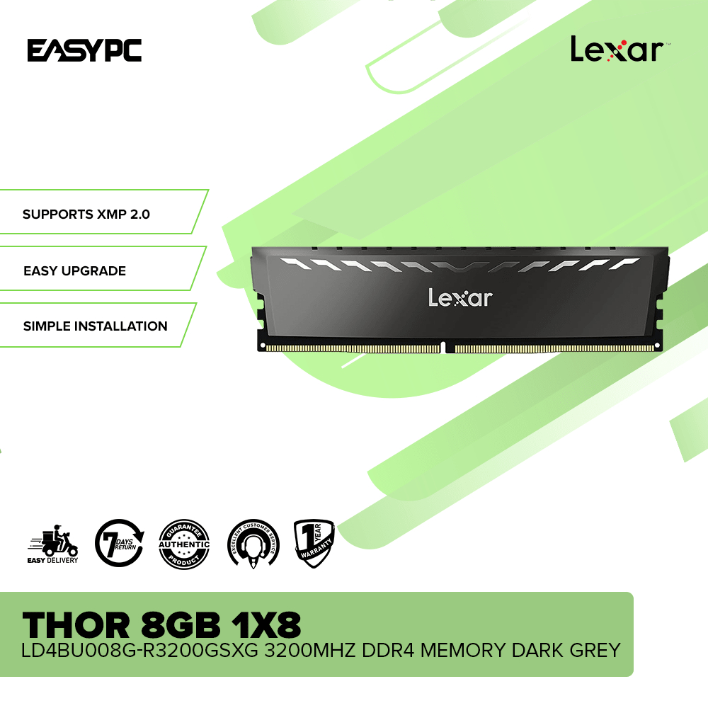 EasyPC Lexar Thor 8GB 3200Mhz DDR4 Ram LD4BU008G R3200GSXG Dark Grey