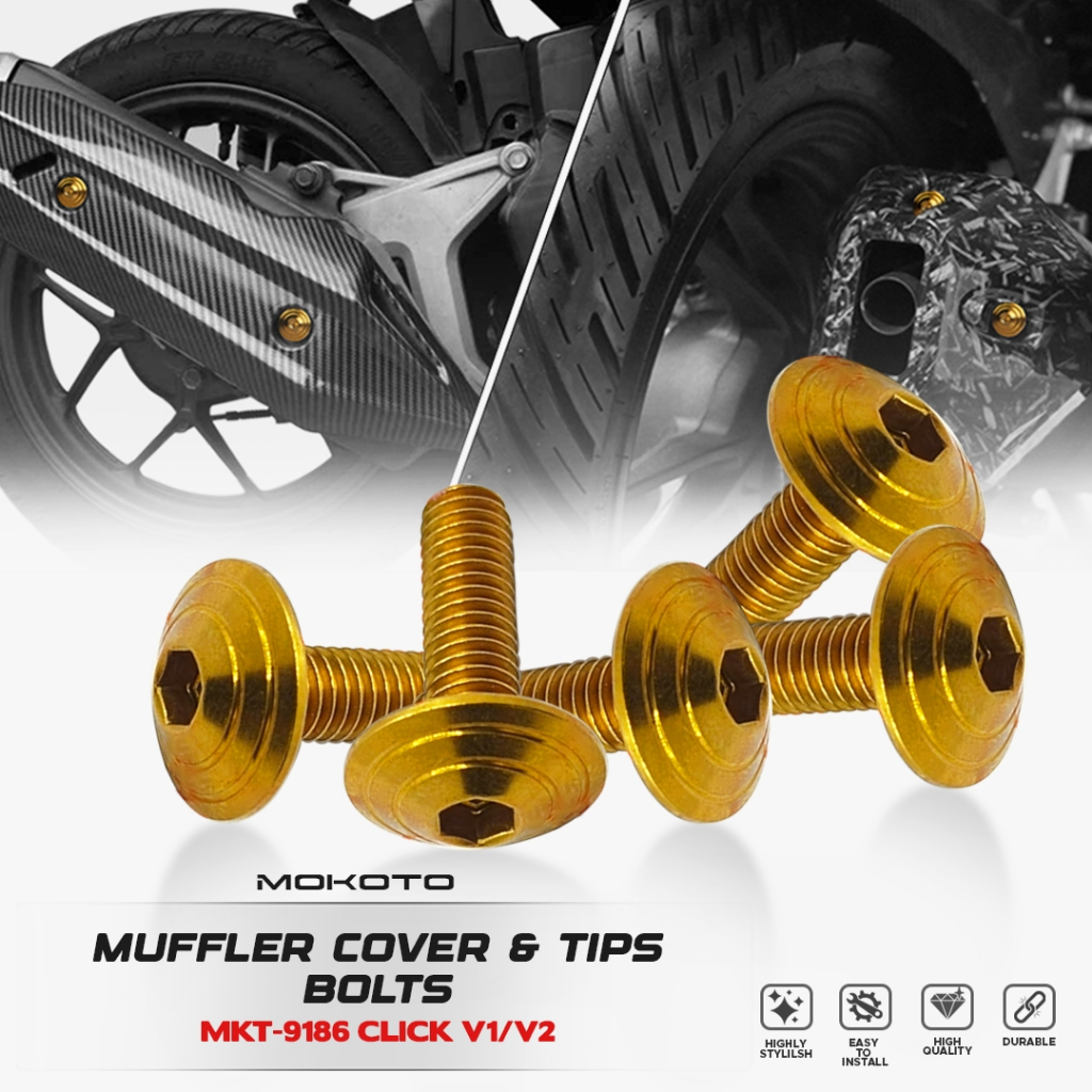 Honda Click V V Muffler Cover And Muffler Tip Gold Bolts For Honda