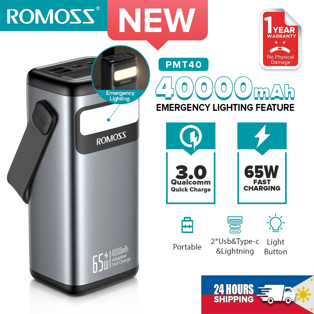 Romoss Pmt Mah W Led Display Fast Charging Emergency Lighting