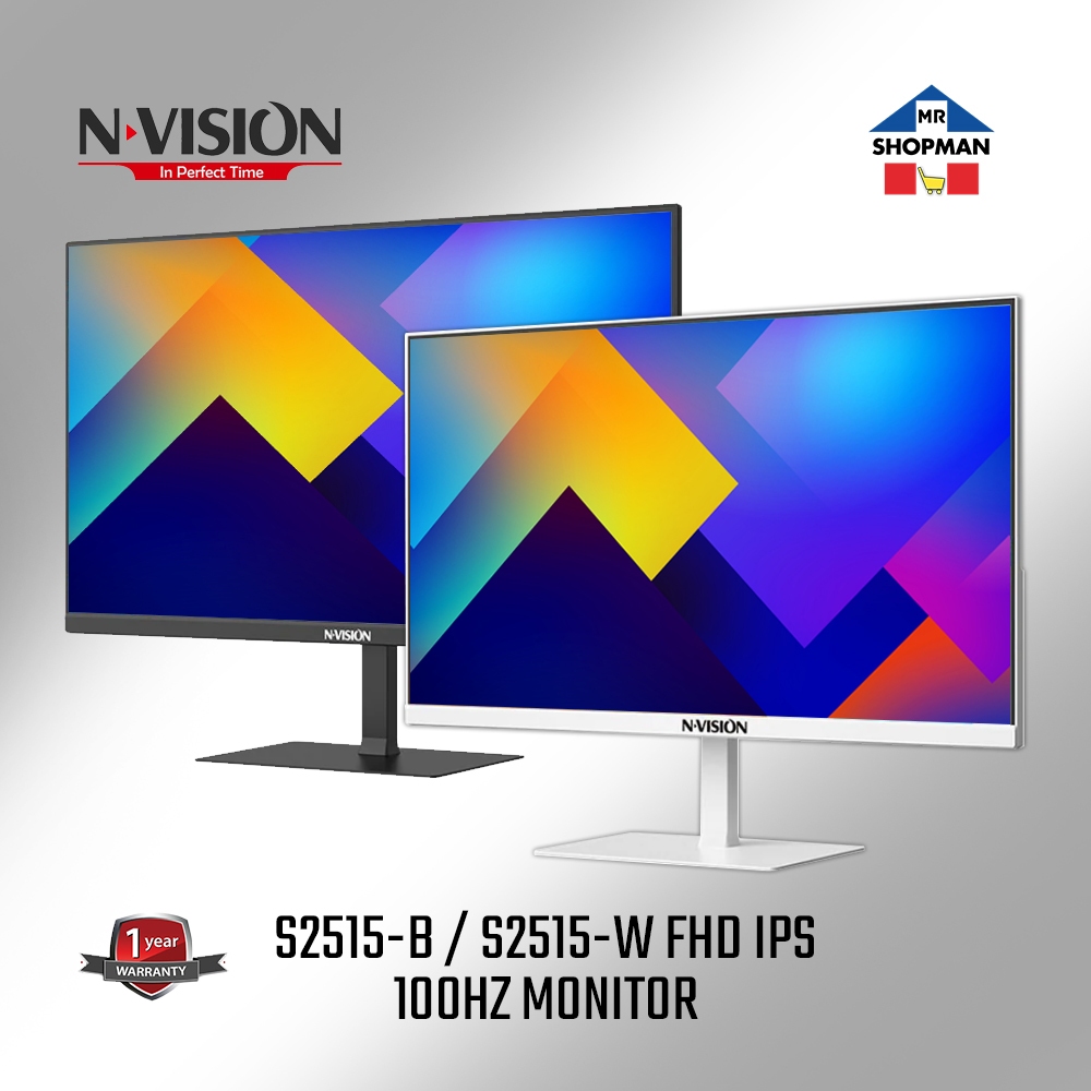 Nvision S Hz Ips Fhd W Built In Speaker Black White Fhd