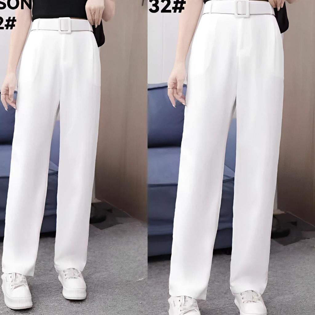 Kinwoo High Waist Trouser Pants For Women Wide Legged With Belt