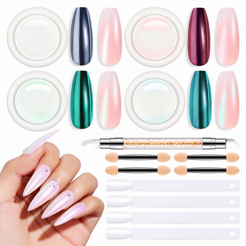 Modelones Pearl Chrome Powder For Nail Magic White Mirror Effect