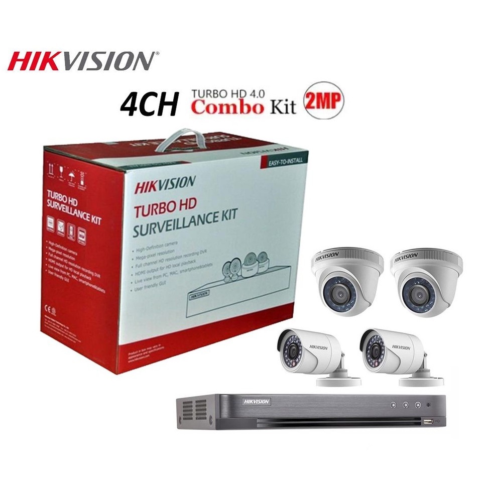 Hikvision 4CH 2MP TURBO HD CCTV Package DIY Kit 1080P With Mobile