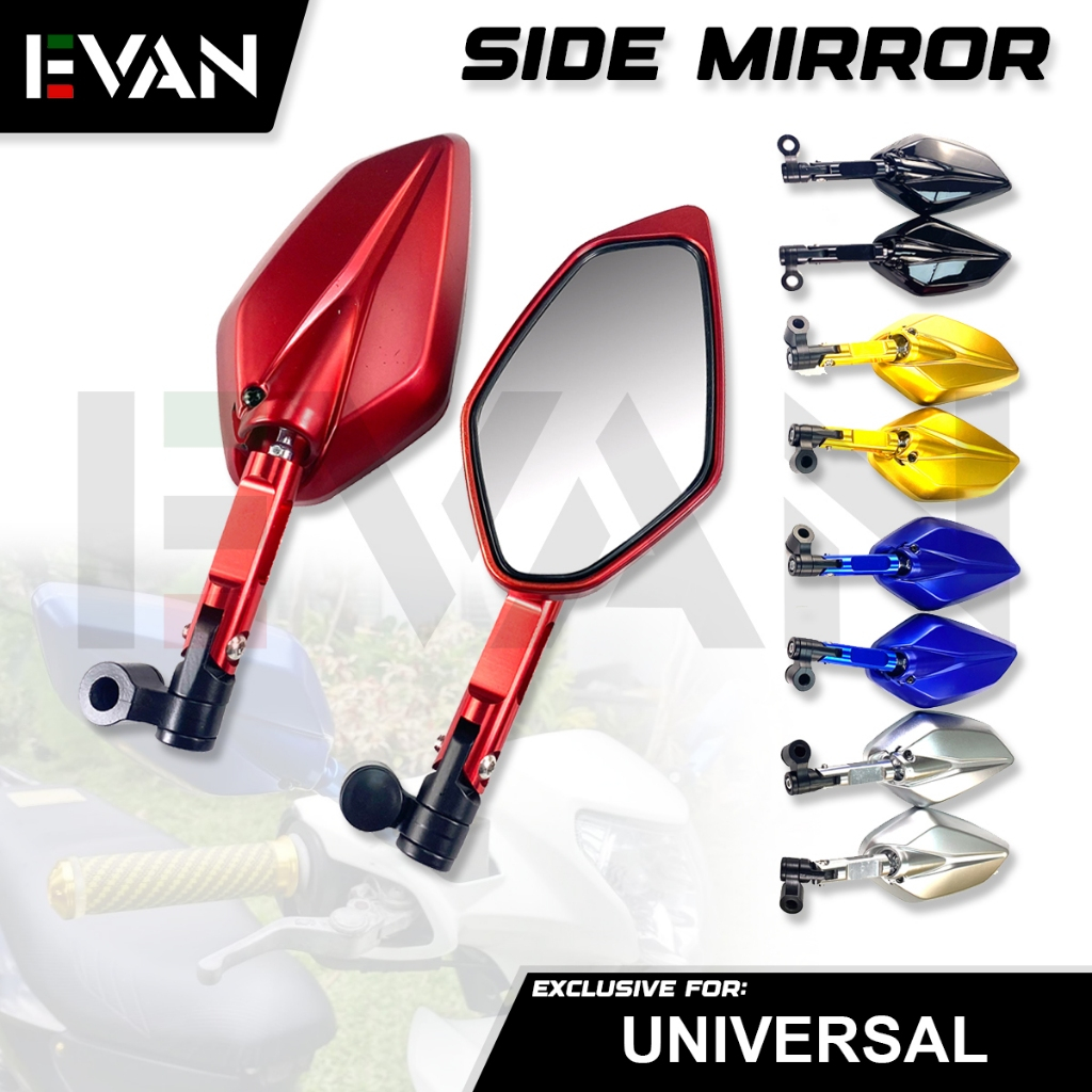 Evan Ph Full Color Side Mirror Universal Short Stem Half Cnc Side