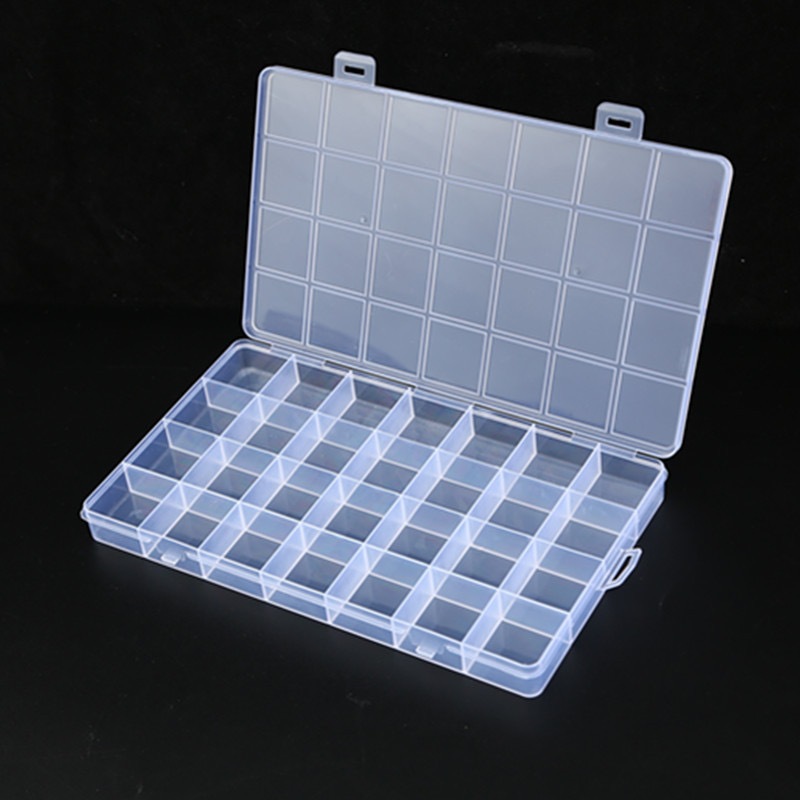 28 Grid Fixed Transparent PP Plastic Storage Box Jewelry Beaded