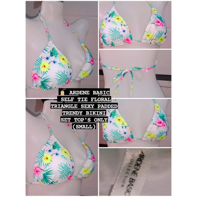 Ardene Basic Self Tie Floral Triangle Sexy Padded Trendy Bikini Set Top