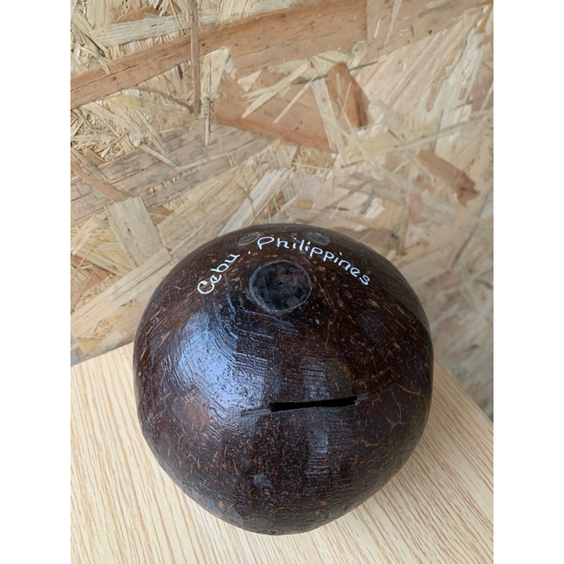 Personalized Coconut Shell Coin Bank Alkansiya Varnished Cebu Souvenir