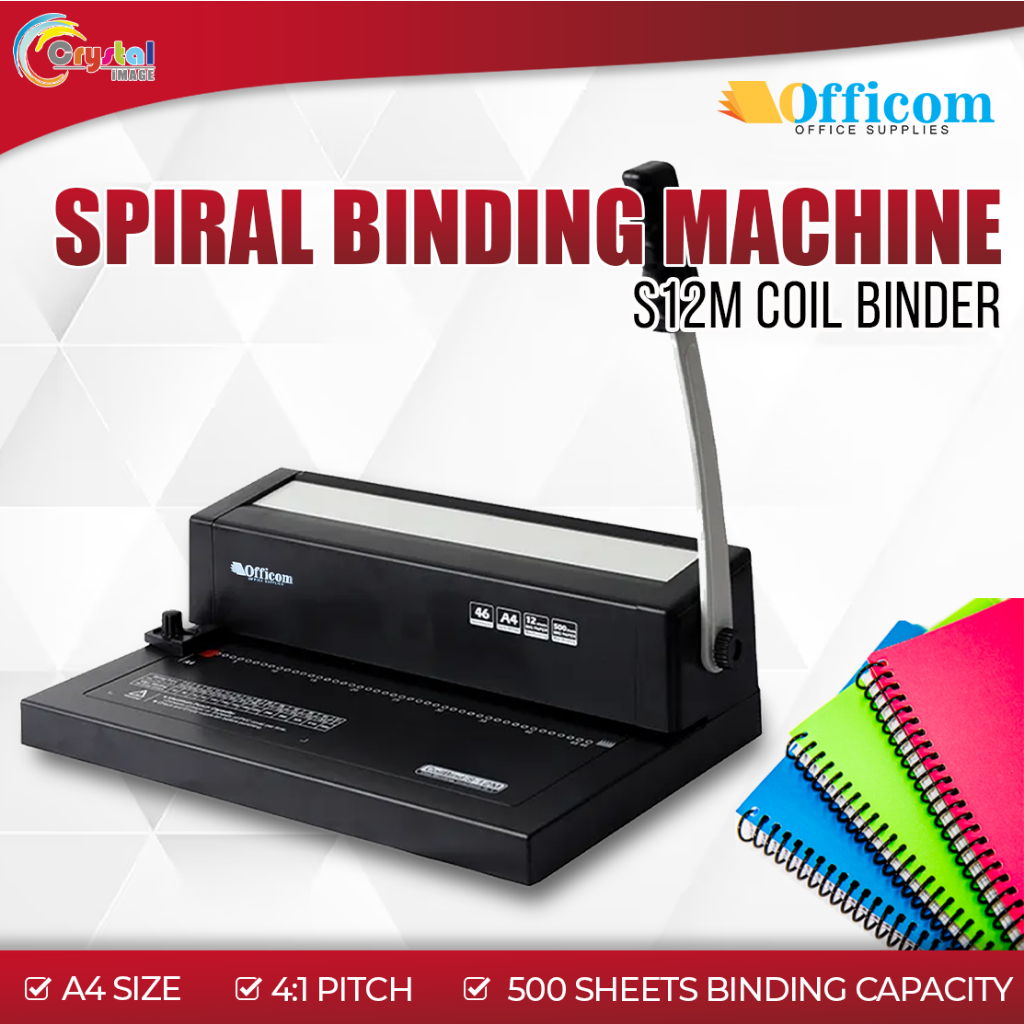 Spiral Binding Machine S12M Officom Heavy Duty A4 Size Binding Machine