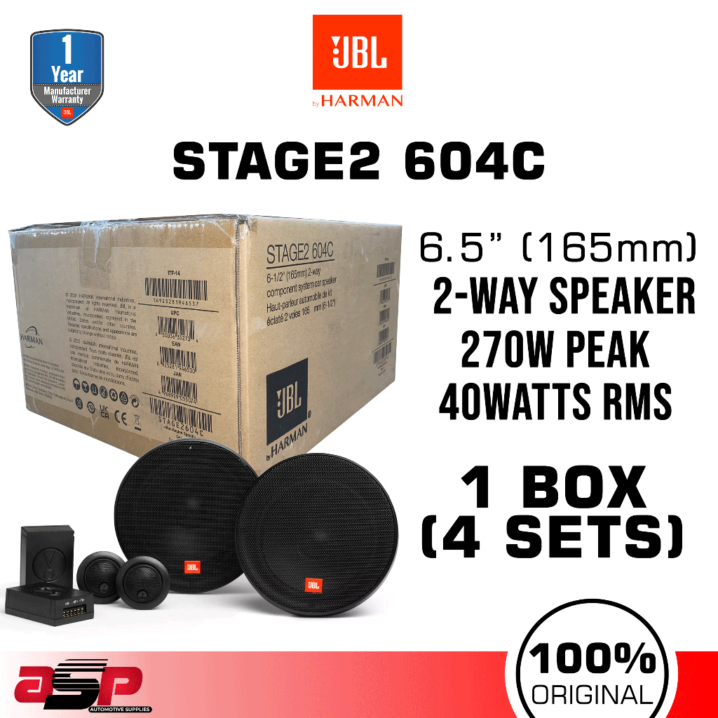 JBL Stage2 604C 2 Way Component Car Speaker System 6 5 45W RMS 4ohms