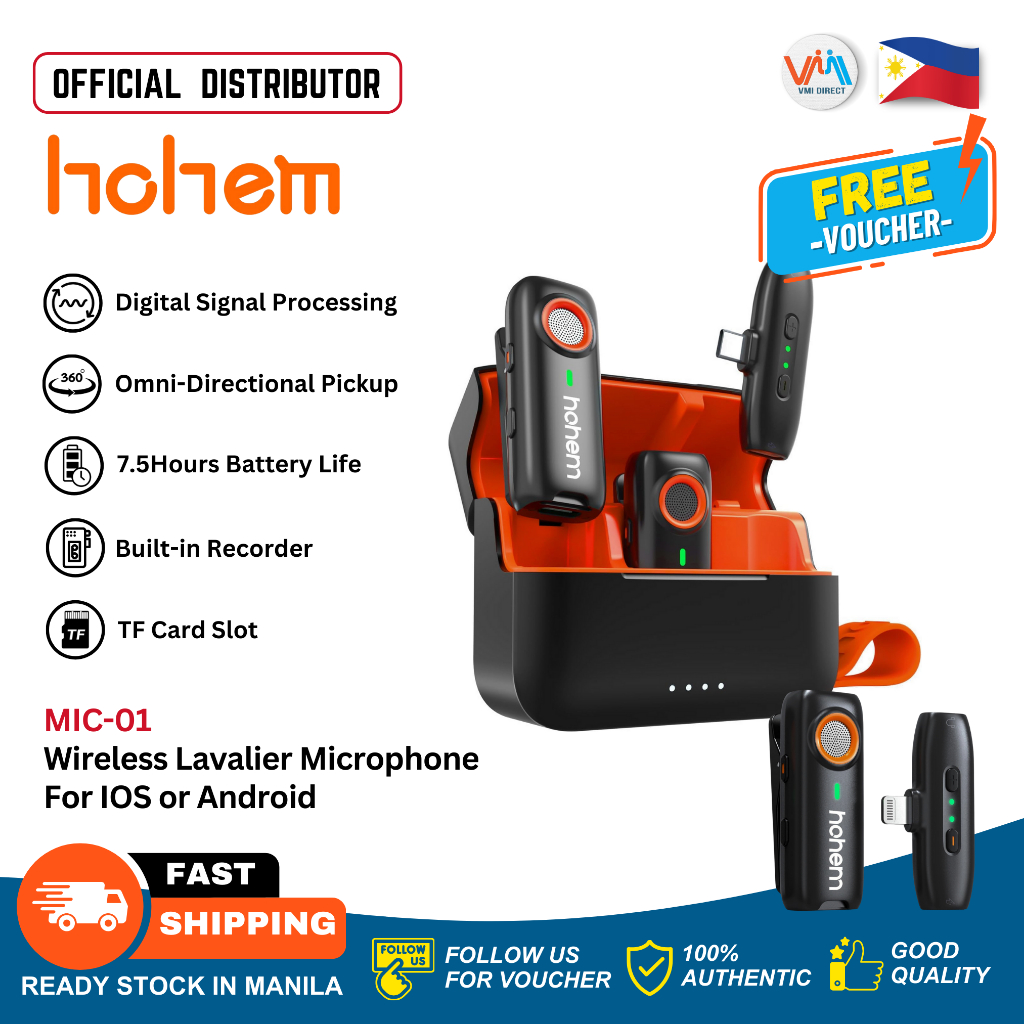 Hohem Mic Wireless Lavalier Microphone Level Noise Canceling