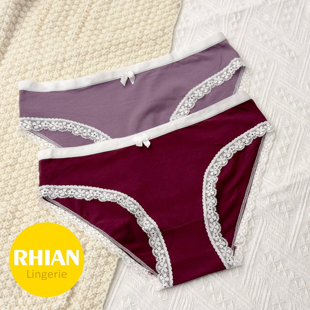 Rhian Plus Size M XXXL Cotton Plain Panty For Women Lace Mid Waist