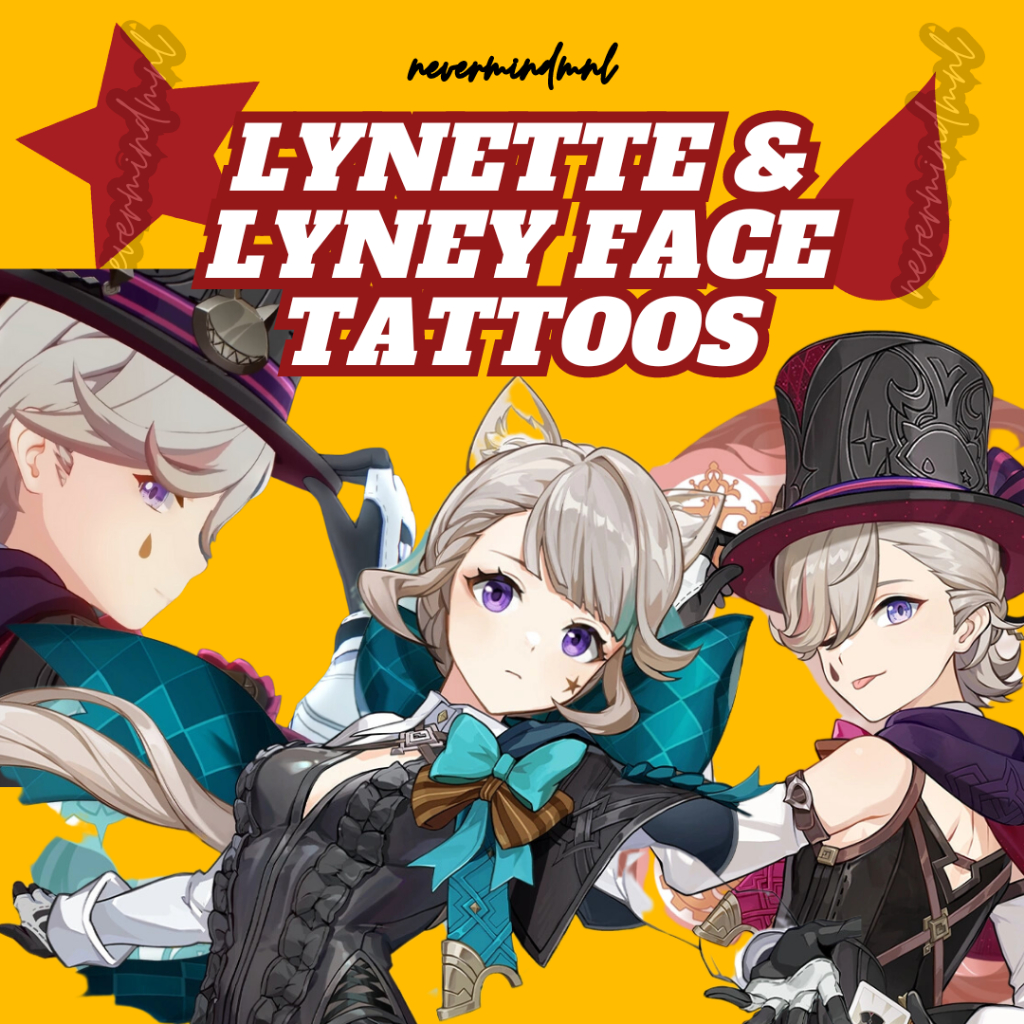 TEMPORARY TATTOO Genshin Impact Lyney Lynette Face Tattoos For Costume