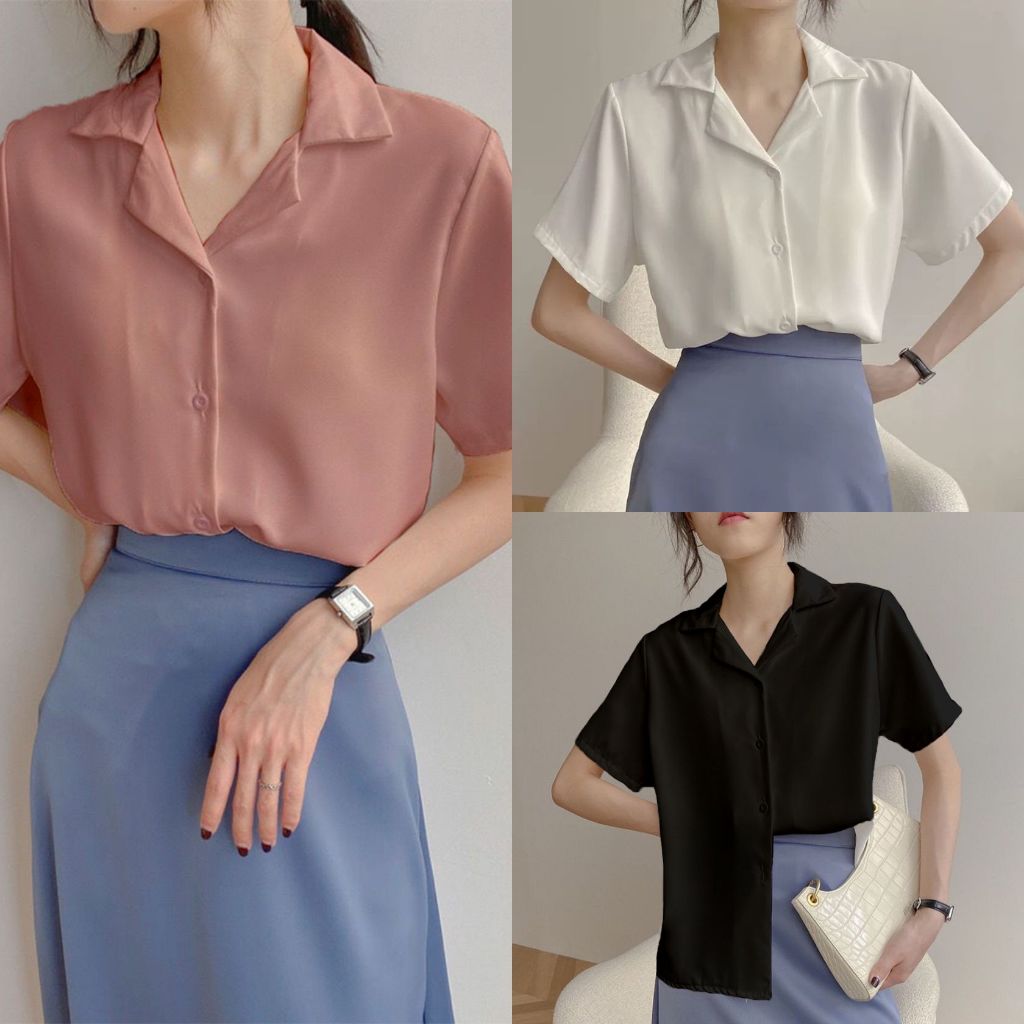 Lumina Style Kily Ph Casual Polo V Neck With Collar Basic Korean Blouse