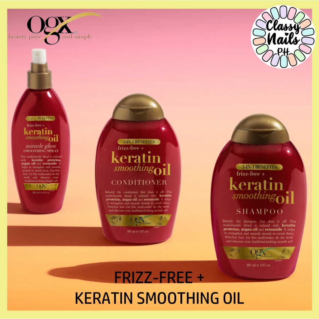 Authentic OGX Frizz Free Keratin Smoothing Oil Shampoo