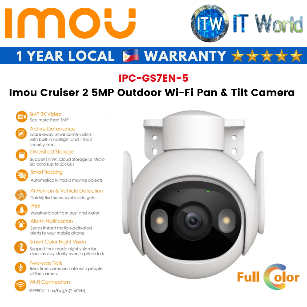 Imou Cruiser 2 5MP Outdoor Wi Fi Pan Tilt Camera IPC GS7EN 5MOWE