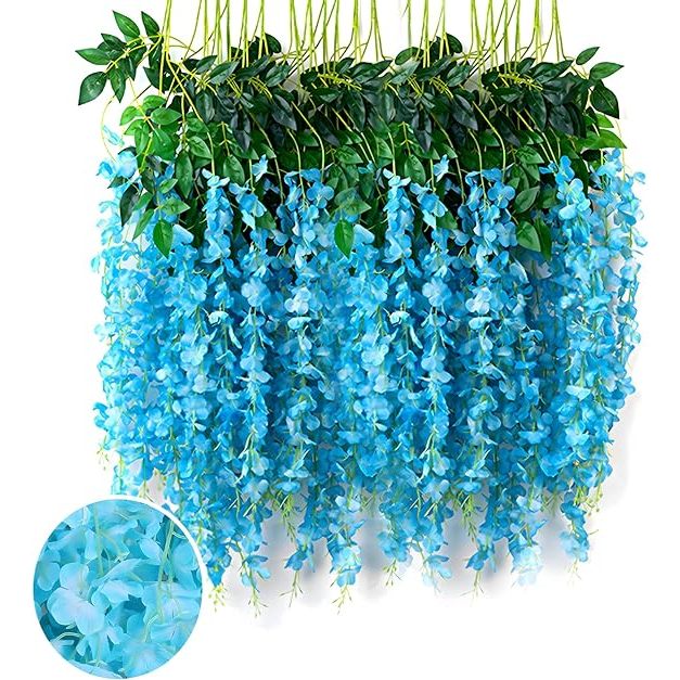 1 Bag 12 Pieces Artificial Fake Wisteria Vine Ratta Hanging Silk