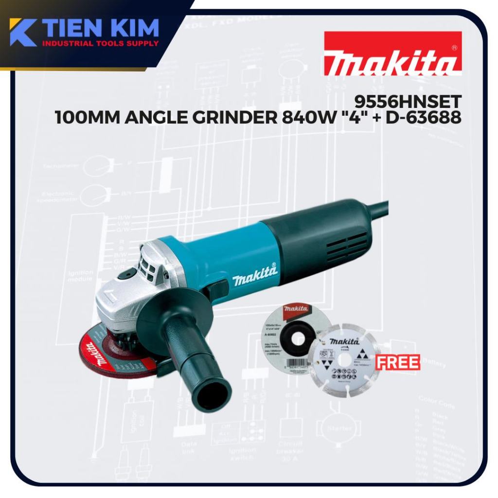 Makita 9556HN 4 100mm Angle Grinder 840W With FREE Grinding Disc